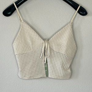H&M NWT Tie Crop Top - Cream/Tan - Small - Crochet